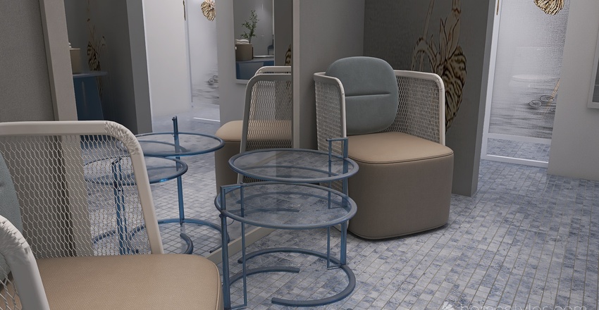 Costal Blue Cloak Room 3d design renderings