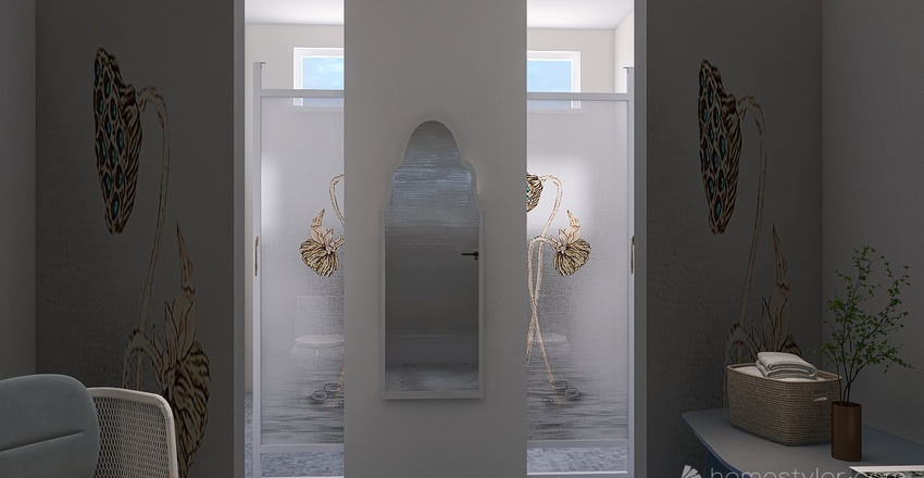 Costal Blue Cloak Room 3d design renderings