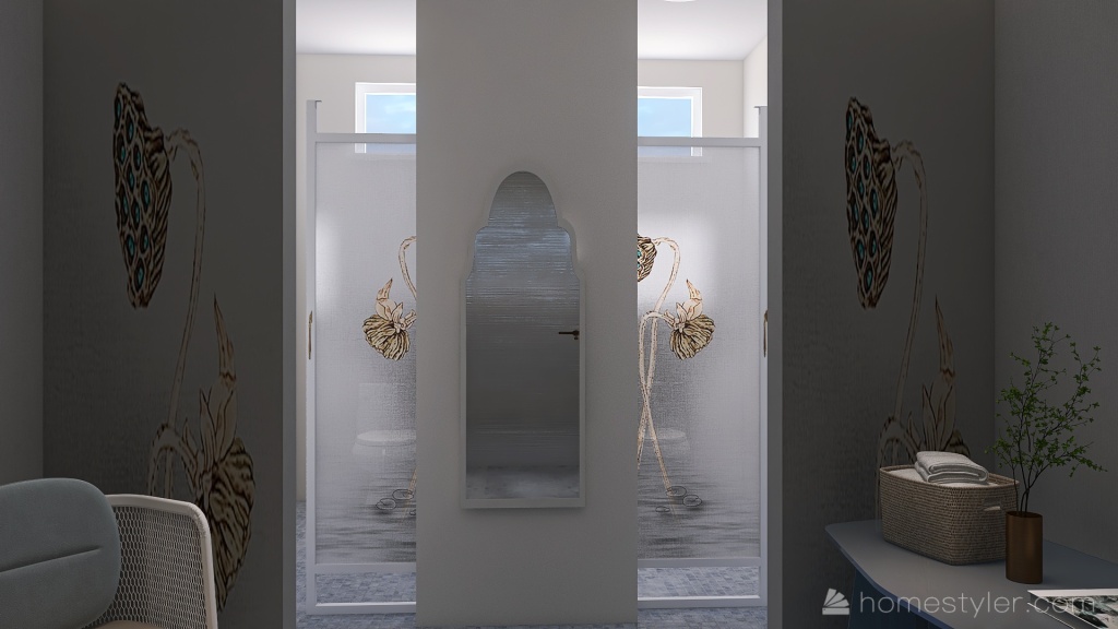Costal Blue Cloak Room 3d design renderings