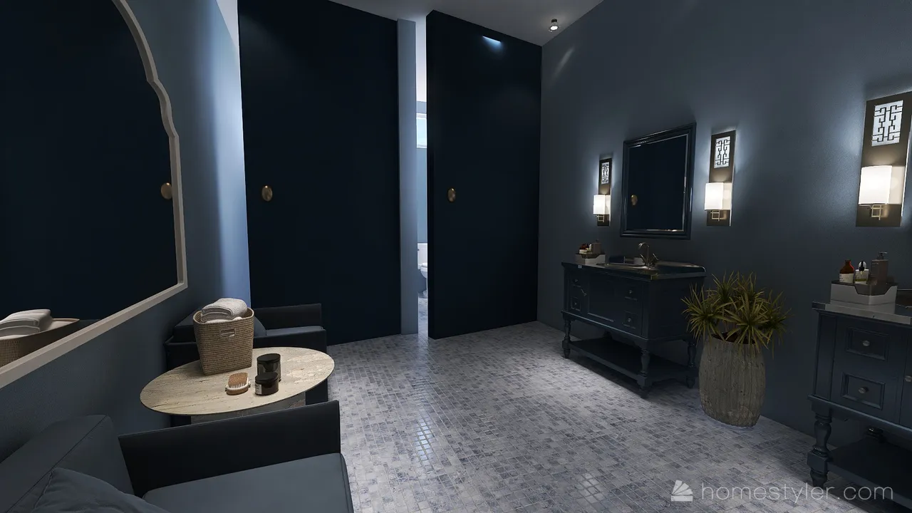 Costal Blue Bathroom 3d design renderings