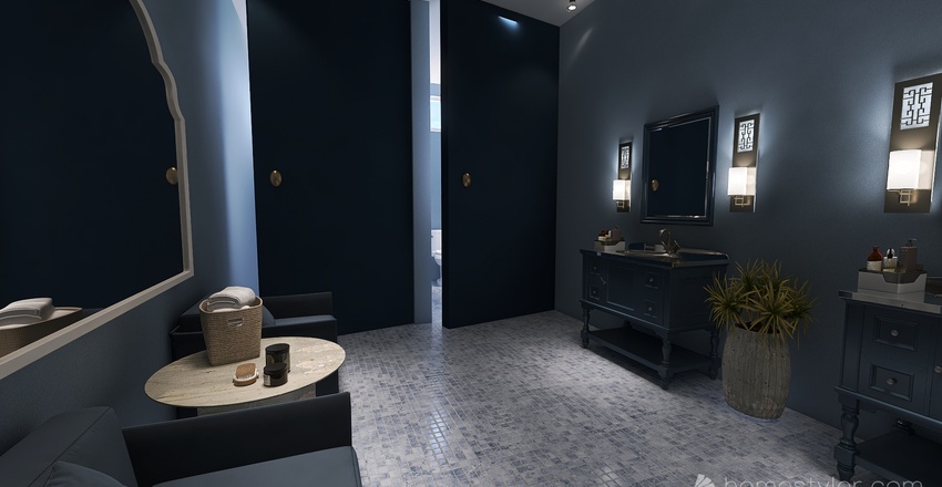 Costal Blue Bathroom 3d design renderings