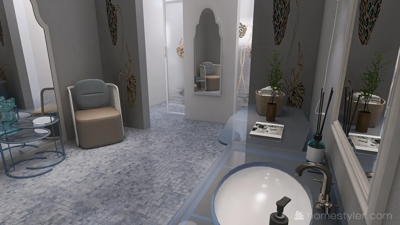 Costal Blue CloakRoom 3d design renderings
