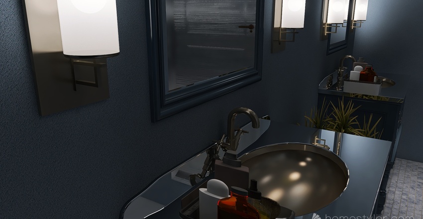 Costal Blue Bathroom 3d design renderings
