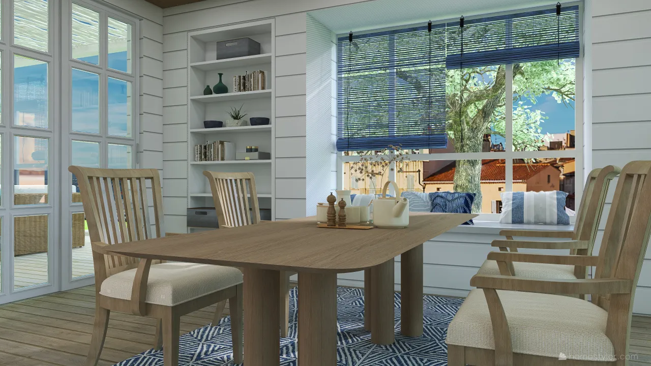 Costal Blue Kitchen 3d design renderings