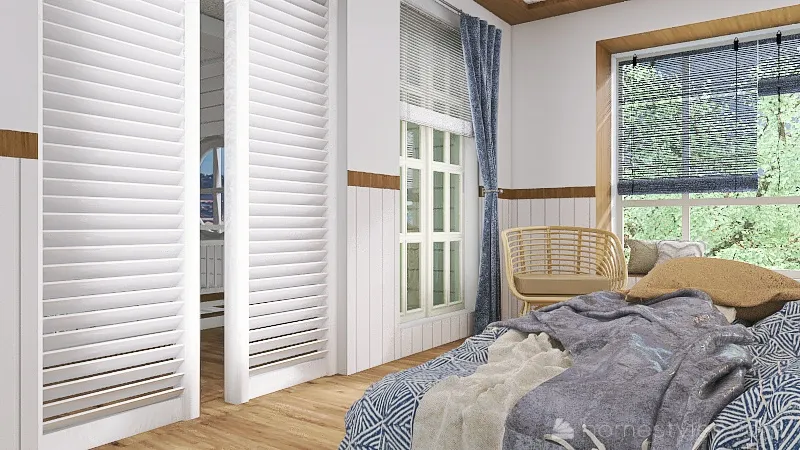 Costal Blue Bedroom 3d design renderings