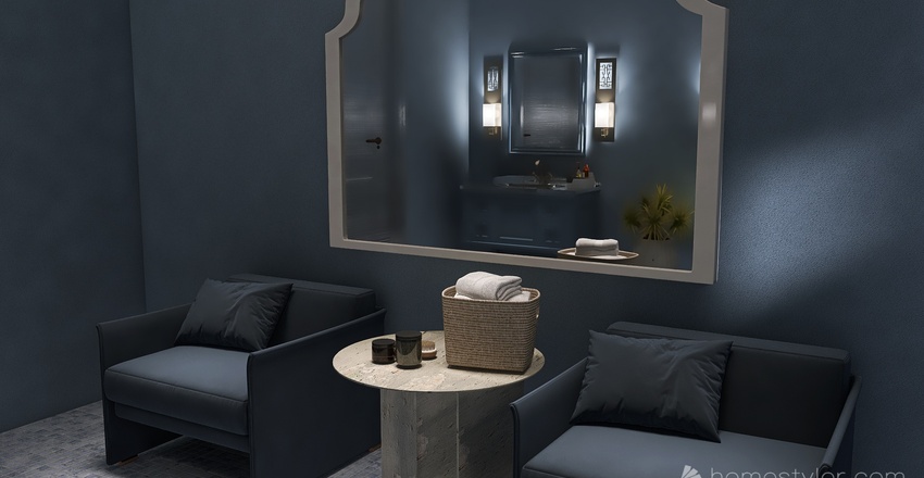 Costal Blue Bathroom 3d design renderings