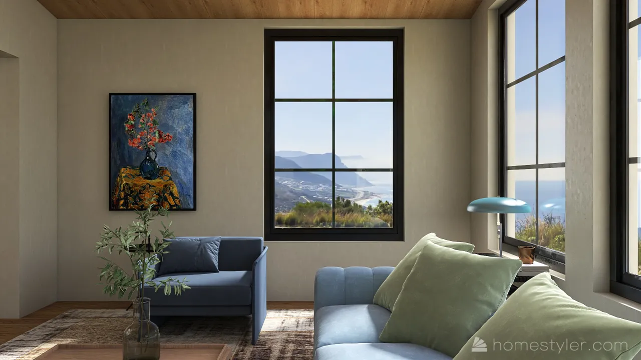 Costal Blue LivingRoom 3d design renderings