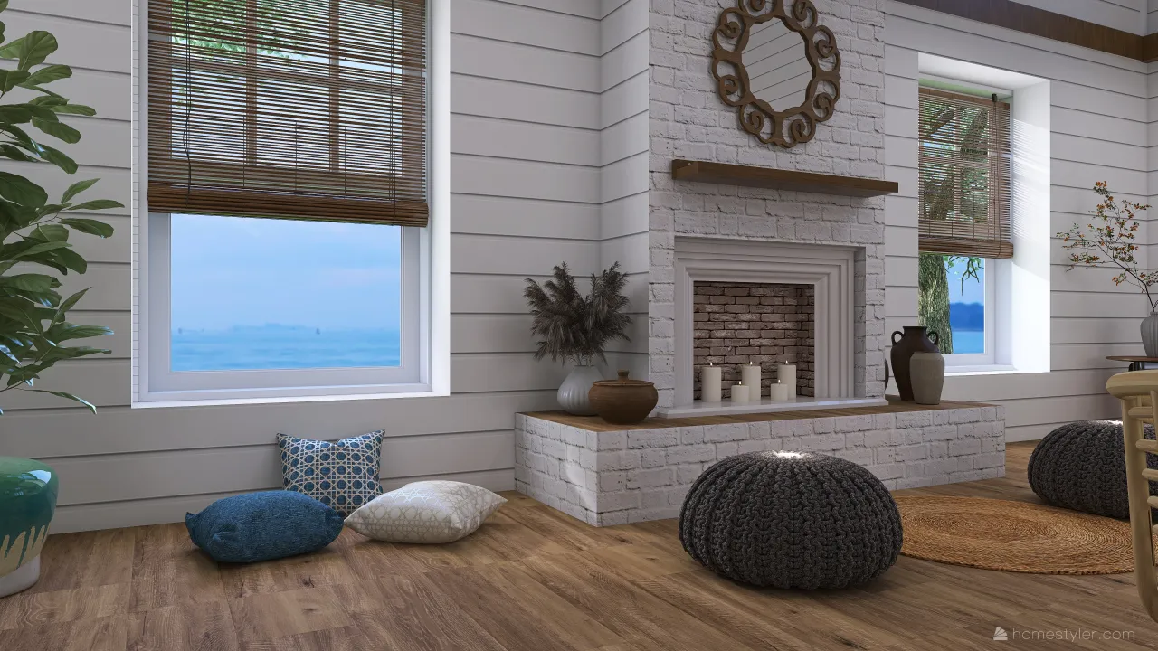 Costal Blue LivingRoom 3d design renderings