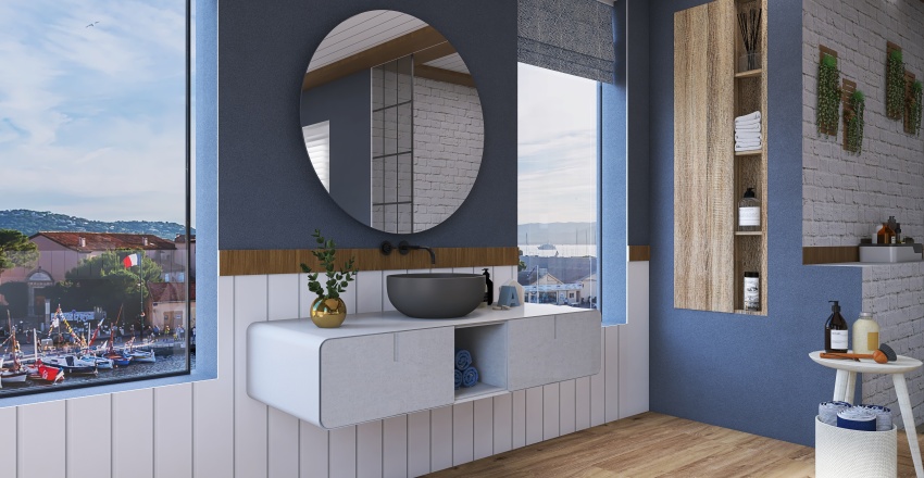 Costal Blue Bathroom 3d design renderings