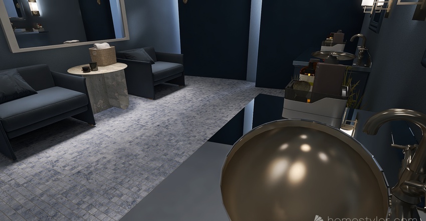 Costal Blue Bathroom 3d design renderings
