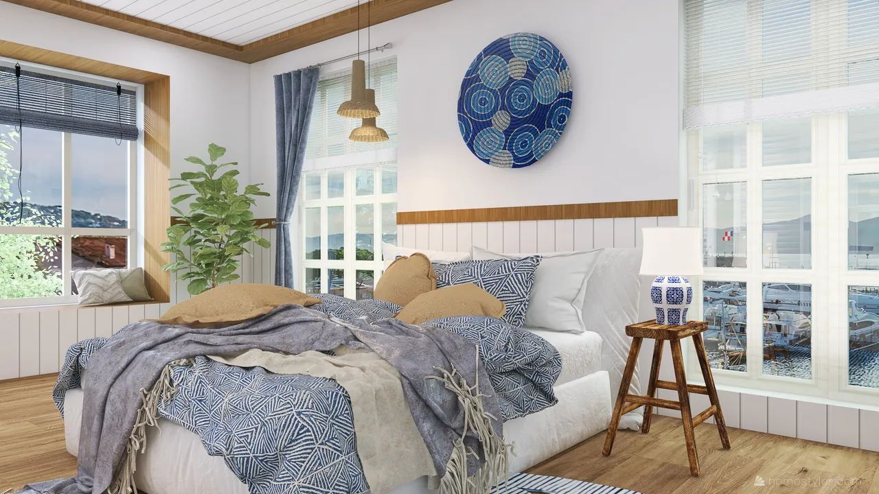 Costal Blue Bedroom 3d design renderings