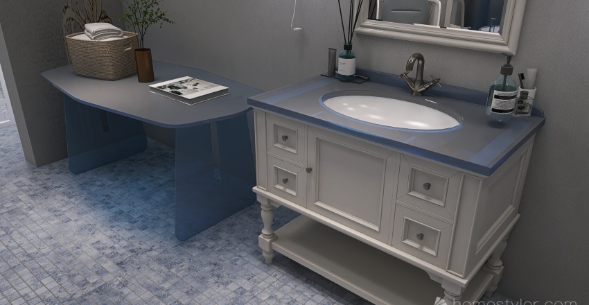Costal Blue Cloak Room 3d design renderings