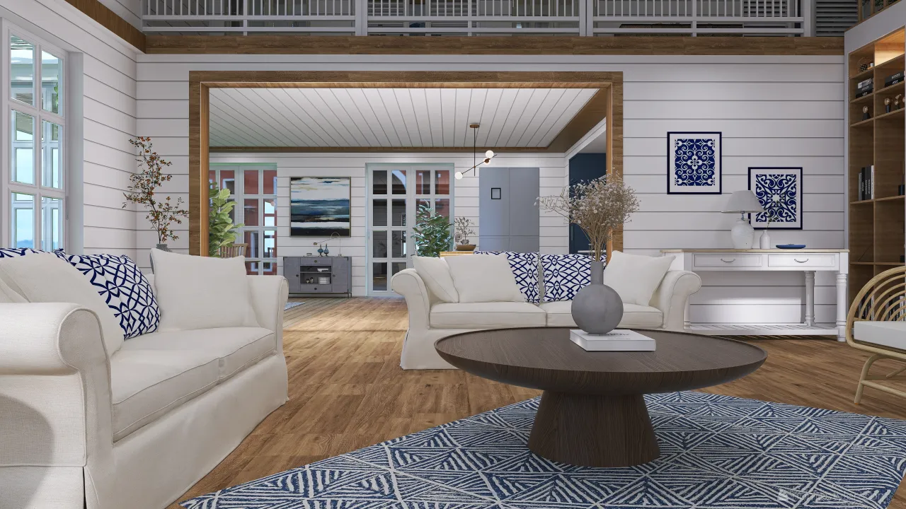 Costal Blue LivingRoom 3d design renderings