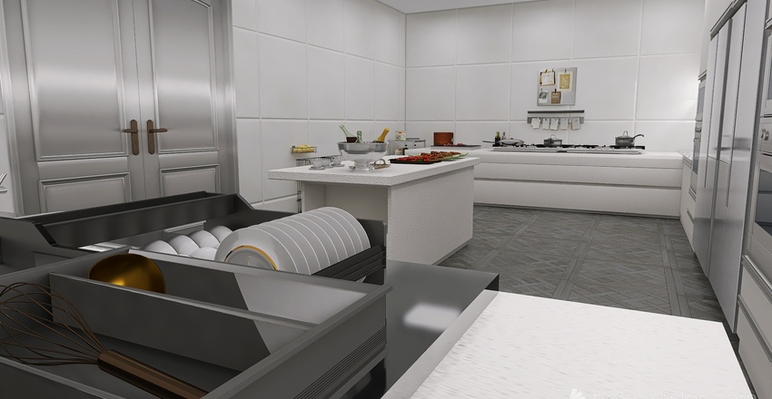 Costal Blue Kitchen 3d design renderings