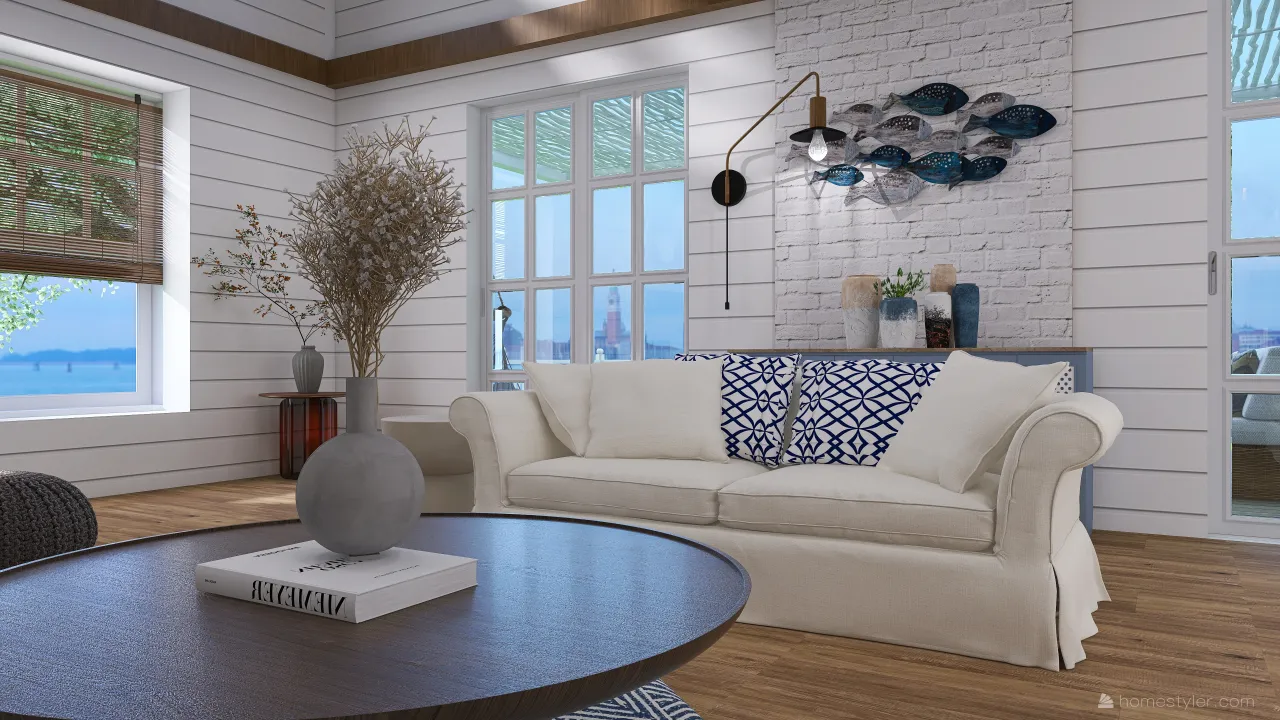 Costal Blue LivingRoom 3d design renderings