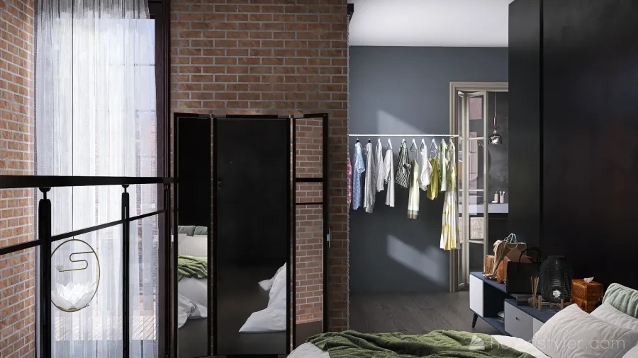 Bedroom, Walk in closet 3d design renderings