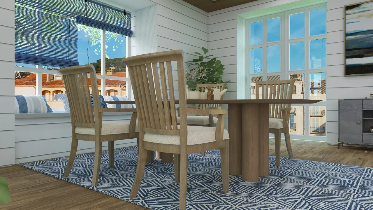 Costal Blue Kitchen 3d design renderings