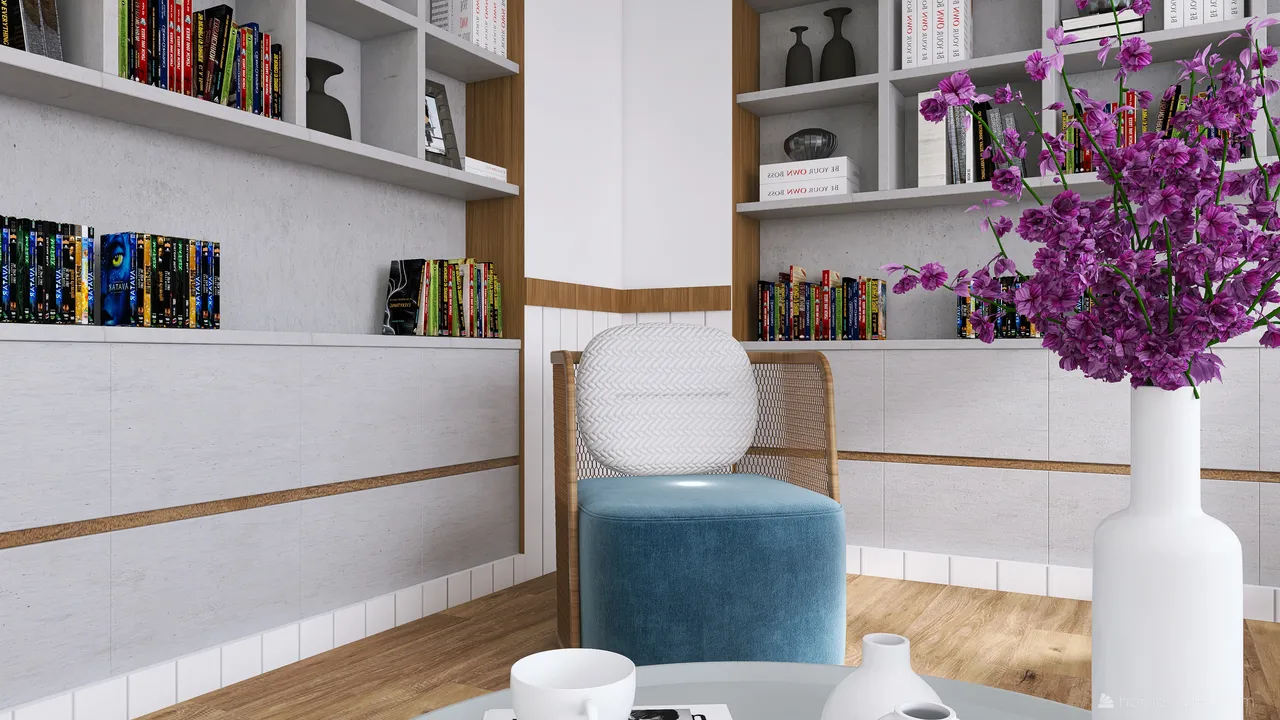 Costal Blue Library 3d design renderings