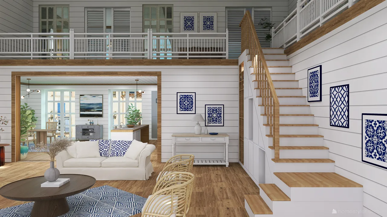 Costal Blue LivingRoom 3d design renderings