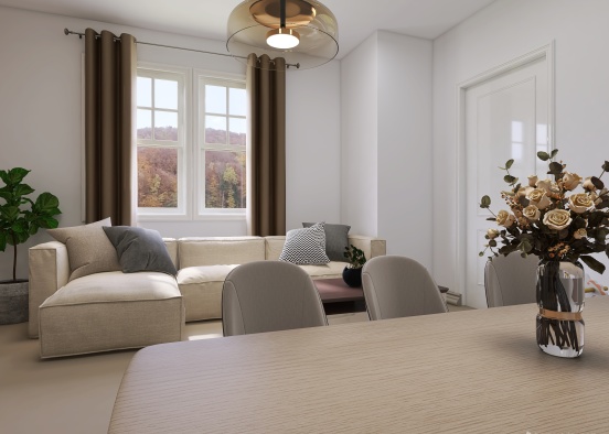 Neutral Cosy Living Room Design Rendering