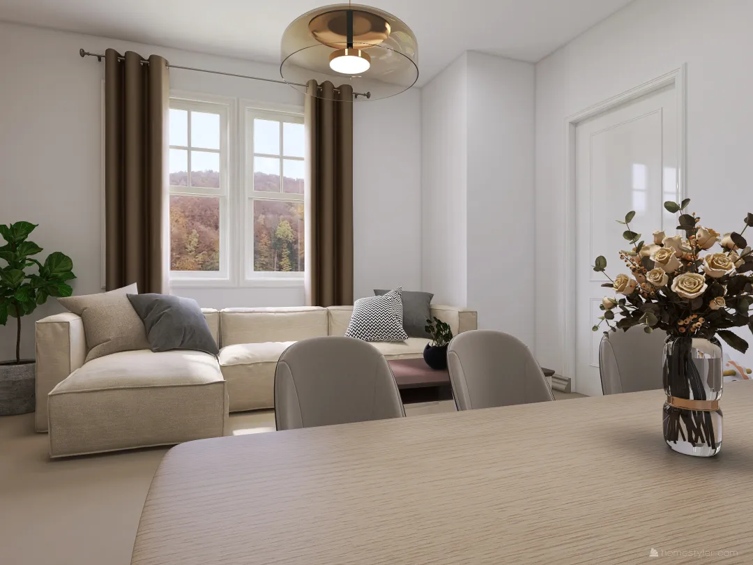 Neutral Cosy Living Room 3d design renderings