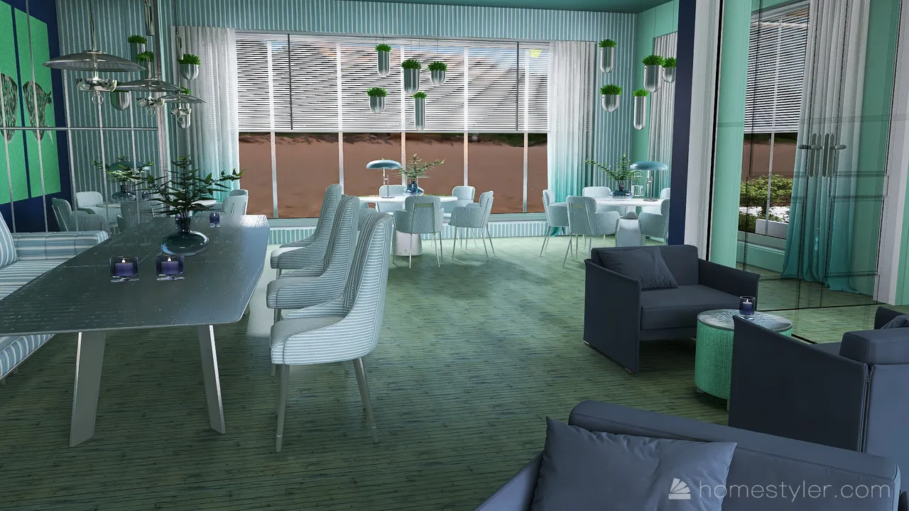 Costal Blue DiningRoom 3d design renderings