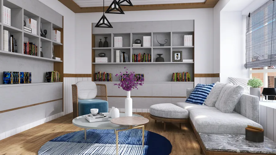 Costal Blue Library 3d design renderings