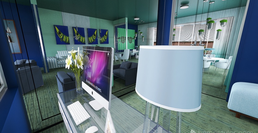 Costal Blue Hallway1 3d design renderings