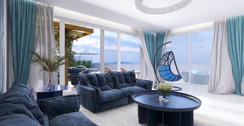 Costal #OceanContest   Summer vibes in a beachy interior design Blue 3d design renderings