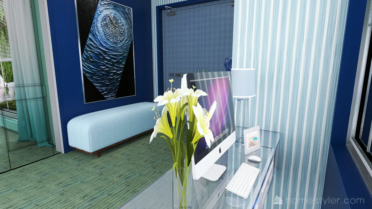 Costal Blue Hallway 3d design renderings