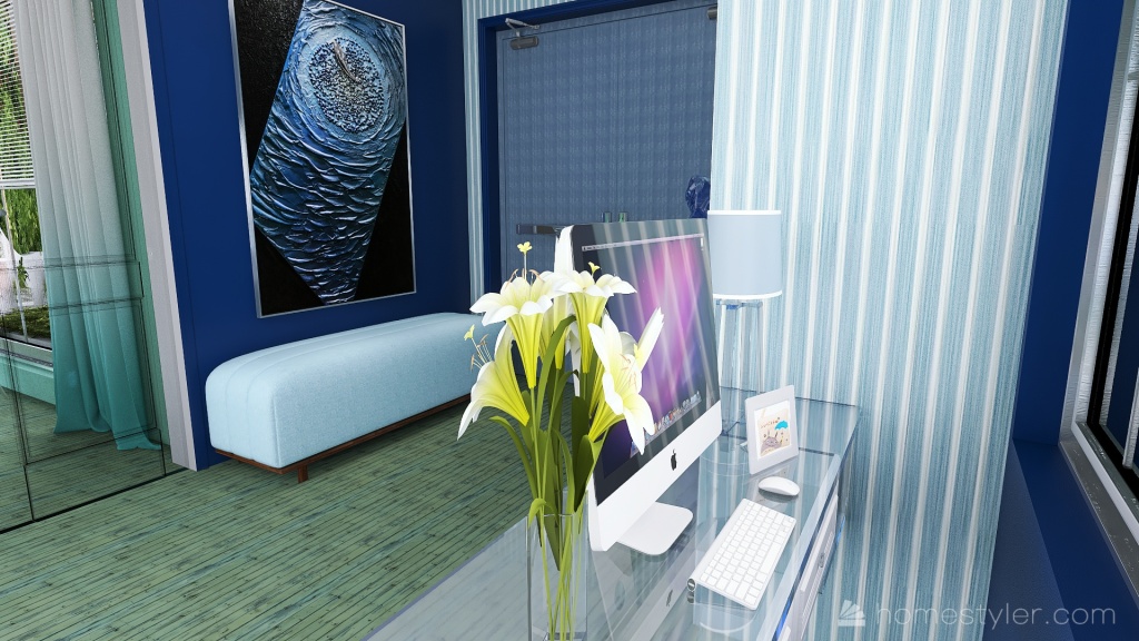 Costal Blue Hallway1 3d design renderings