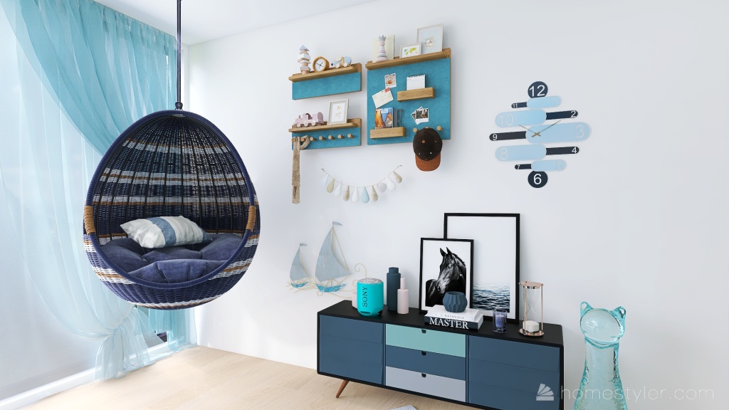 #OceanContest Blue Room With Sea Wiev (made by 13 years old) 3d design renderings