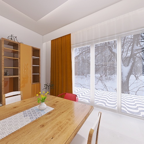 Dining Room & Kitchen 3d design renderings