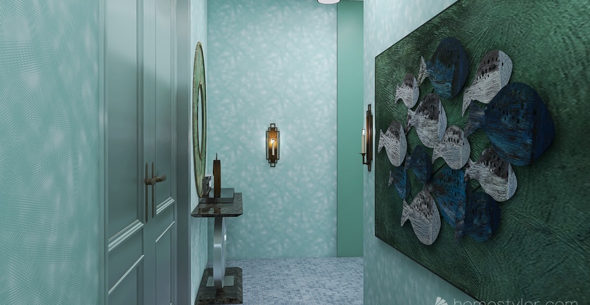 Costal Blue Corridor 3d design renderings