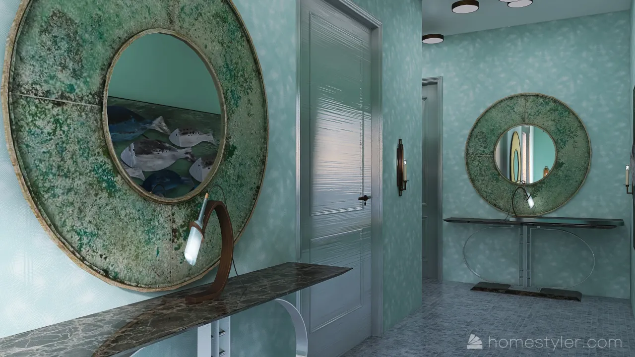 Costal Blue Corridor 3d design renderings