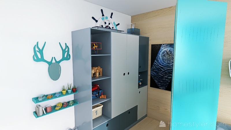 #OceanContest Blue Room With Sea Wiev (made by 13 years old) 3d design renderings