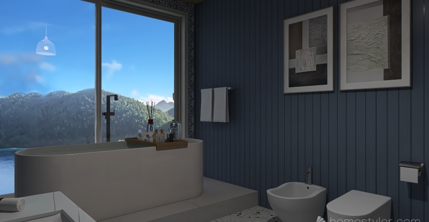 Costal #OceanContest-Cozy house with ocean view Blue 3d design renderings