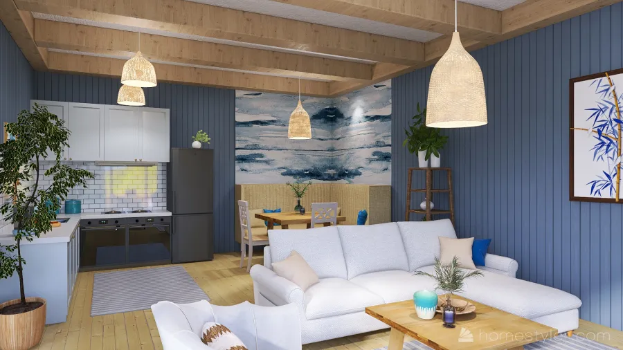 Costal #OceanContest-Cozy house with ocean view Blue 3d design renderings