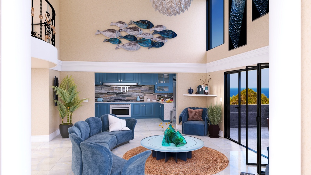 Costal #OceanContest- Living On the Edge Blue 3d design renderings