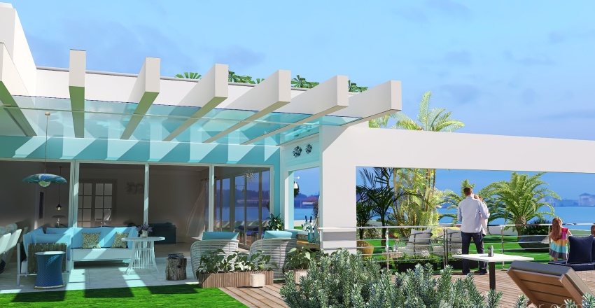 Costal Blue Área Externa 3d design renderings