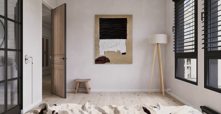 Scandinavian Beige Master Bedroom 3d design renderings