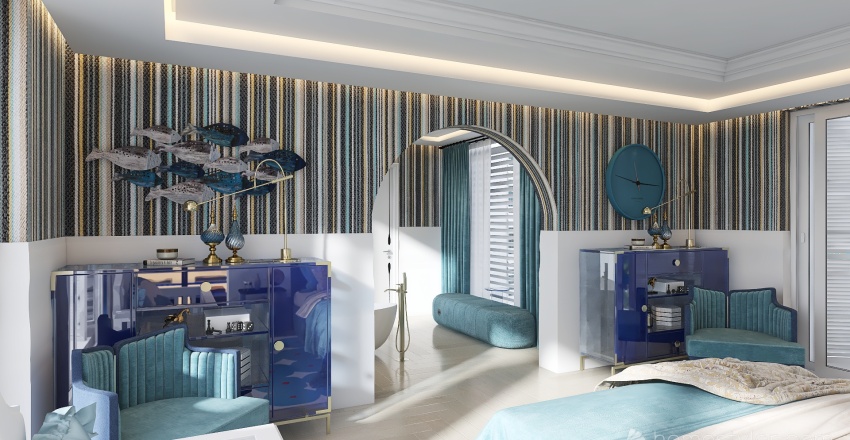 Blue Master Bedroom 3d design renderings