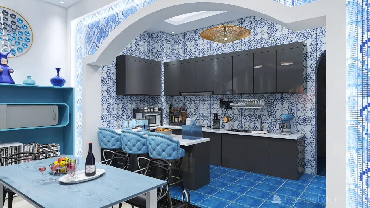 Costal Blue LivingRoom 3d design renderings