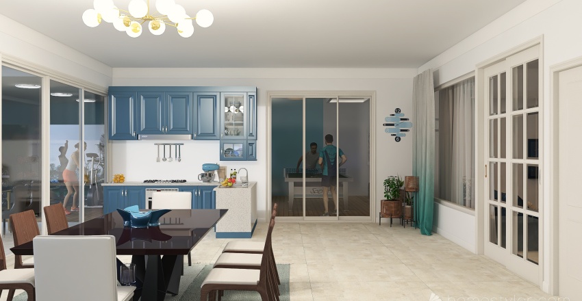 Costal Blue Living 3d design renderings