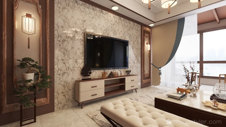 Middle Eastern Living Room 3d design renderings