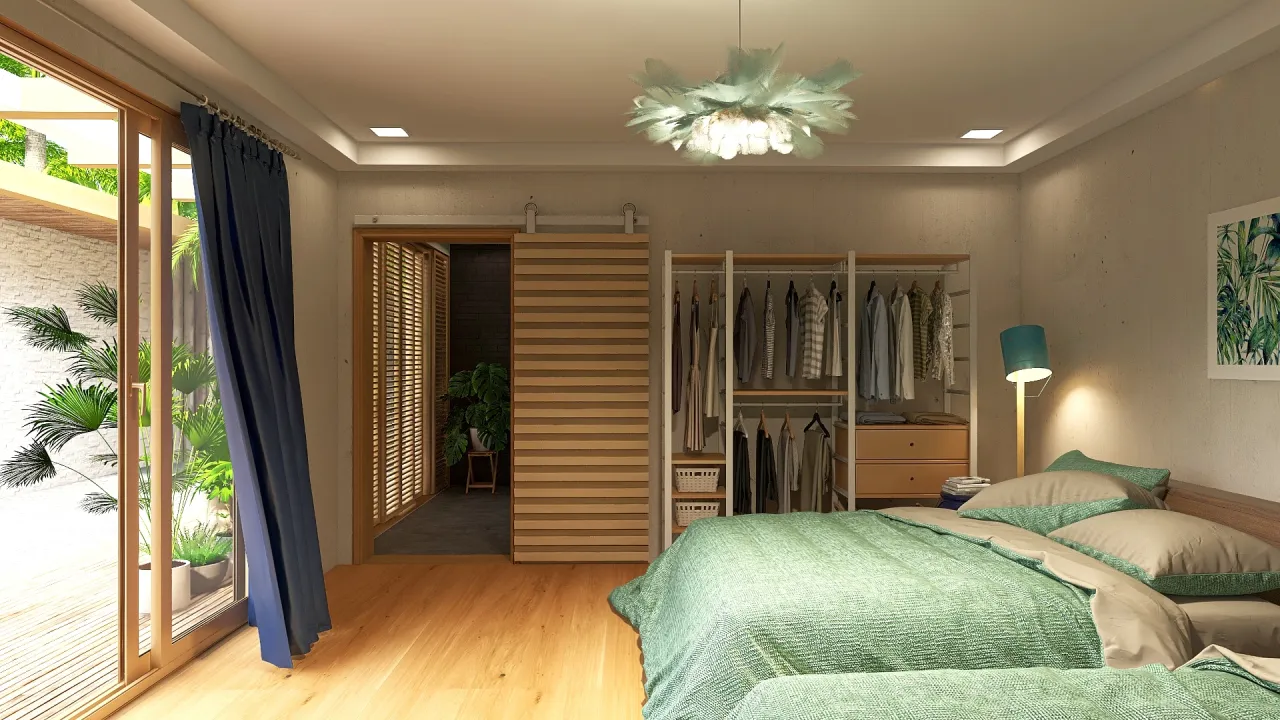 Costal Blue Bedroom 3d design renderings