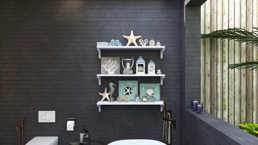 Costal Blue Master Bathroom 3d design renderings