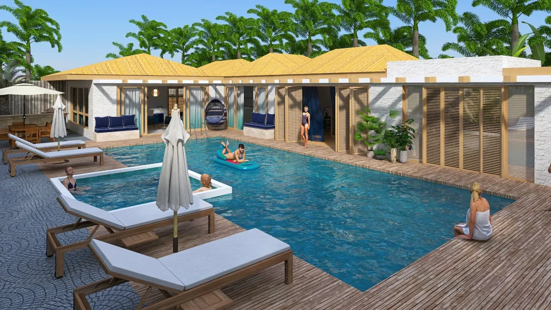 Costal #OceanContest - Ocean Private Villa Resort Blue 3d design renderings