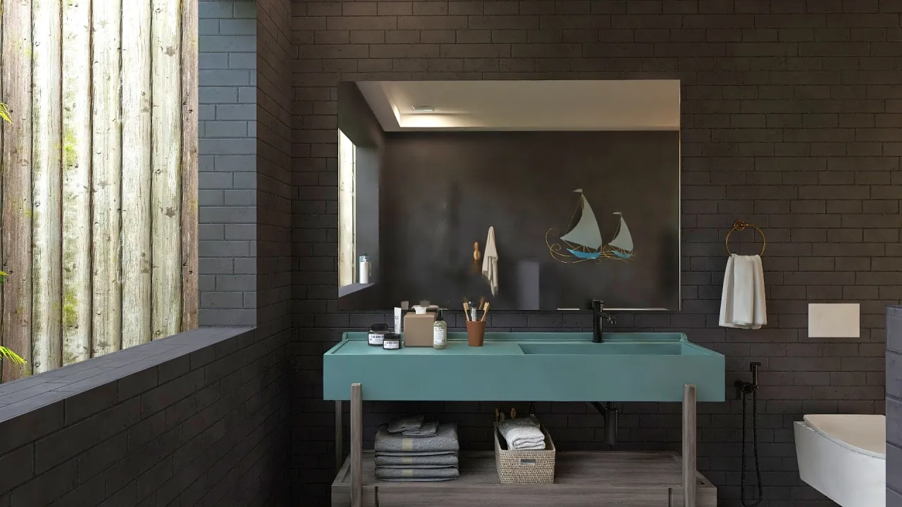 Costal Blue SecondBathroom 3d design renderings