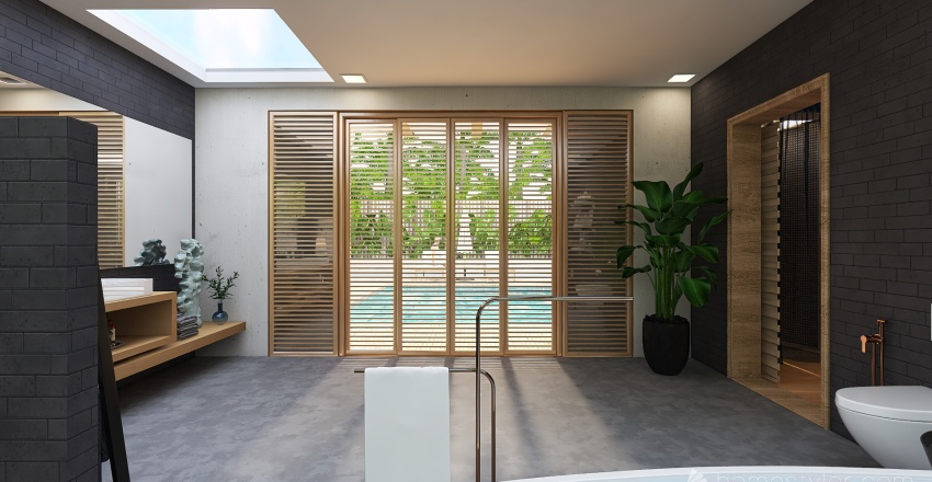 Costal Blue Master Bathroom 3d design renderings